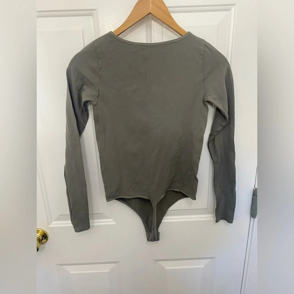 Womens Gray Free People Intimately Thong Base Layer Long Sleeve Bodysuit Small - Picture 3 of 3